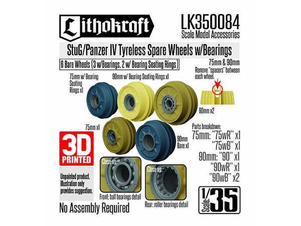 WWII German StuG/Pz IV Tyreless Spare Wheels w/Bearings