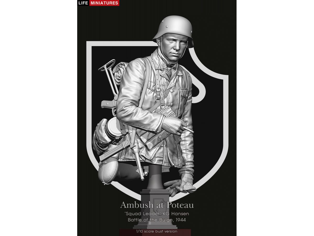 (200mm) Bust WWII Germany Poteau Interception Battle Hansen Combat Group Squad Leader Battle of the Bulge 1944 Bust
