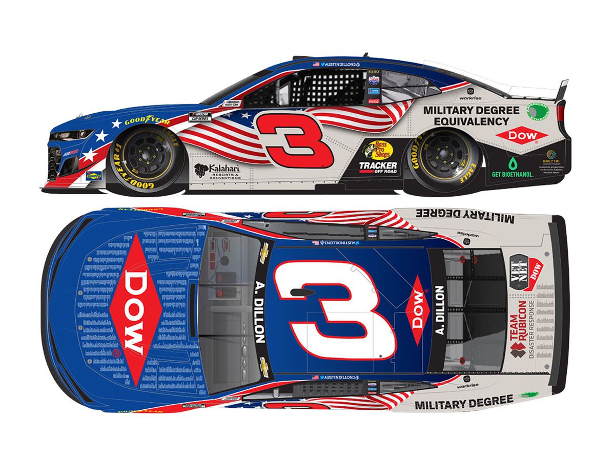 Austin Dillon #3 Dow Salutes Veterans Chevrolet Camaro NASCAR 2021