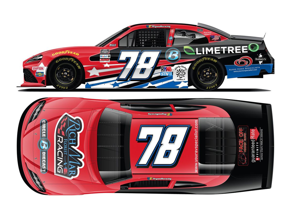 Ryan Ellis # 78 Richmar Florist / Circle B Diecast TOYOTA Supra NASCAR Xfinity Series 2021