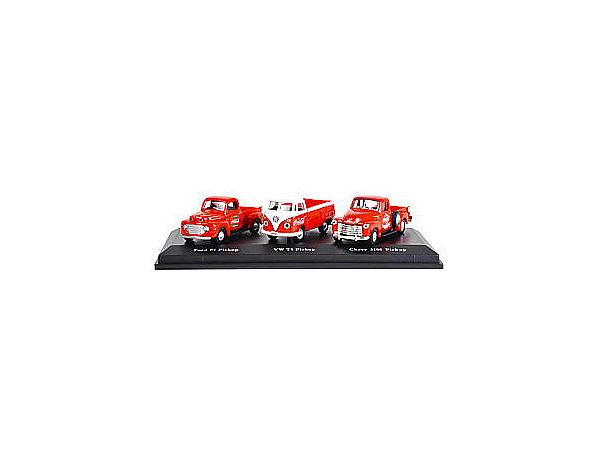 Classic Pickup Coca-Cola Gift Set 1948 Ford F1/1962 Volkswagen Type 2 (T1)/1953 Chevrolet 3100