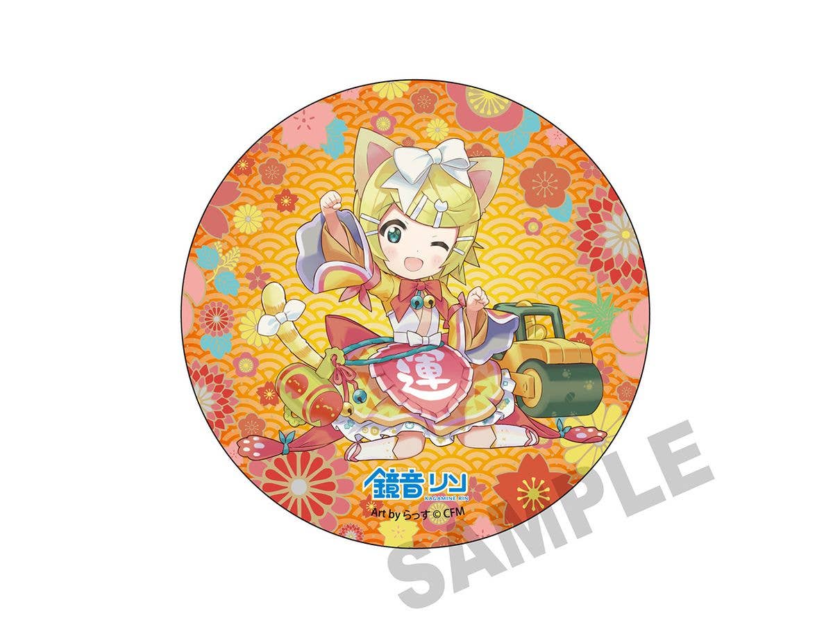 Hatsune Miku x Maneki-Neko: Mega Badge Stand Kagamine Rin Art By Russ
