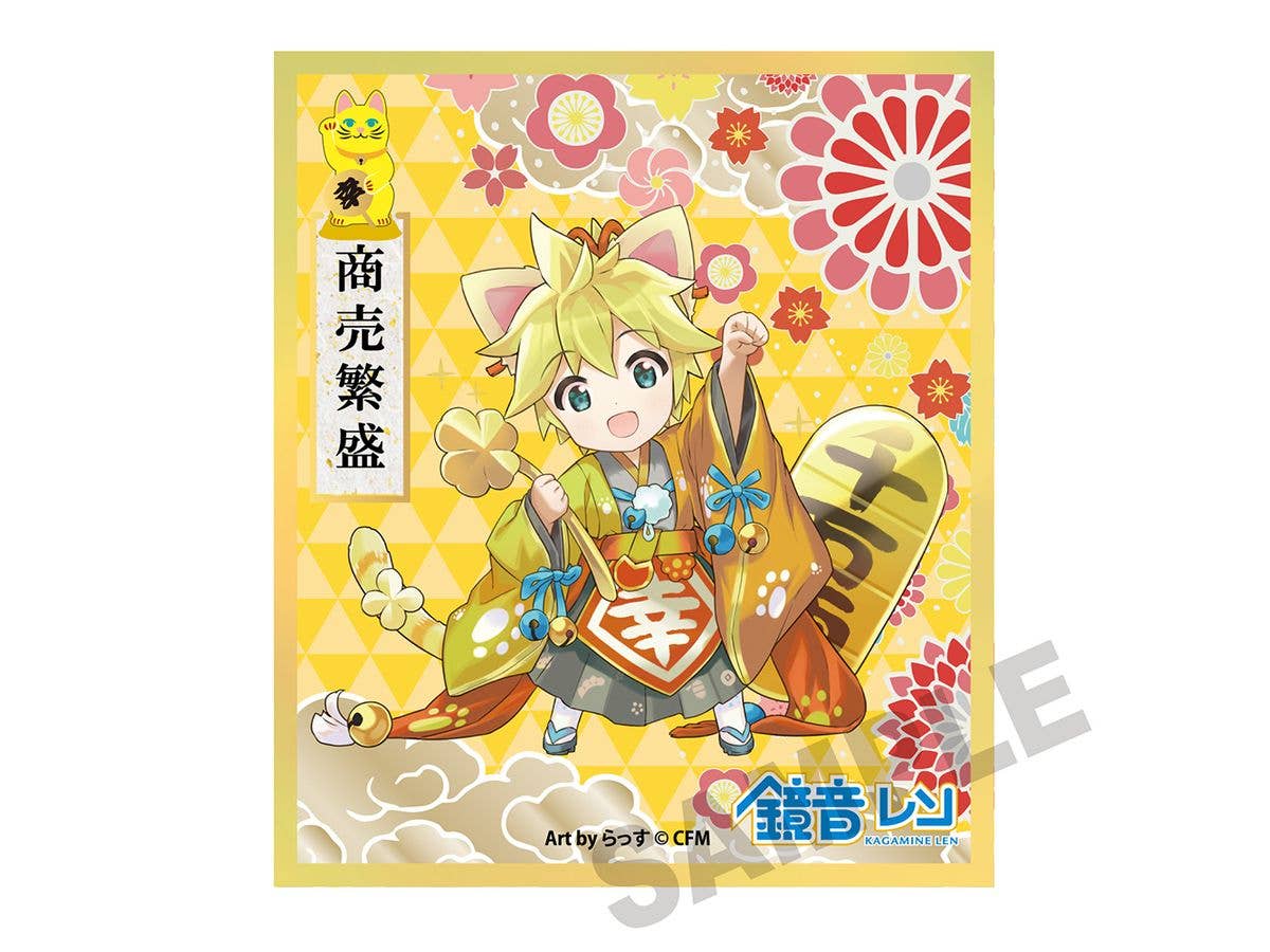 Hatsune Miku x Maneki Neko: Acrylic Shikishi Kagamine Len Art By Russ