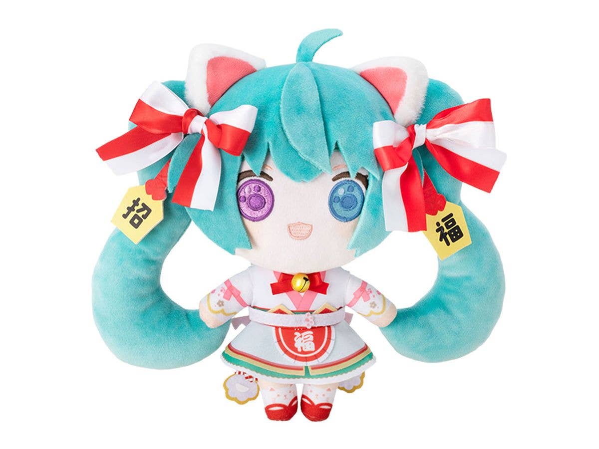 Hatsune Miku x Maneki Neko: Hatsune Miku White Cat Plush Toy Standard Art by Rassu