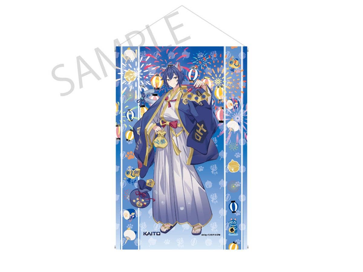 Hatsune Miku x Maneki-neko x Midsummer Kumagaya: Tapestry KAITO Art by Ikomochi