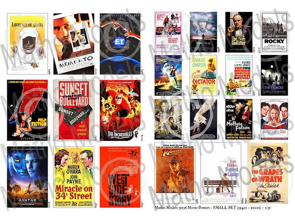 Diorama Material Movie Poster Small Set (1940s-2000s)