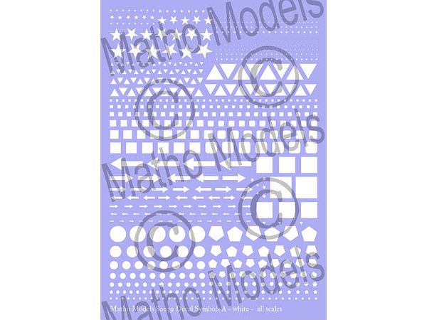 Scale-free Graphic Symbol Decals, type A, white