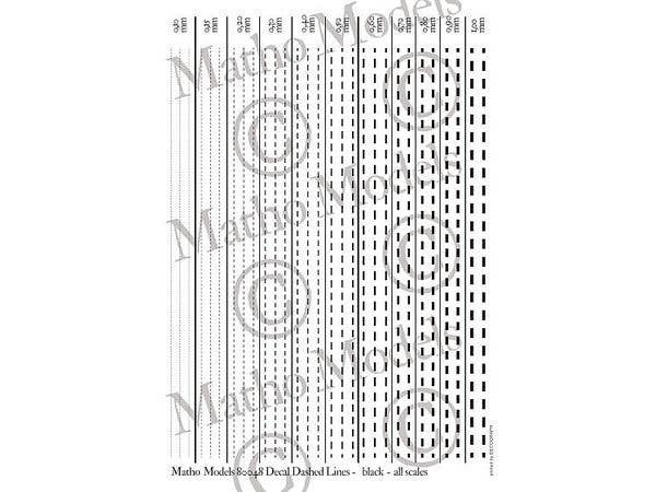 Decal Dashed Lines - black (all scales)