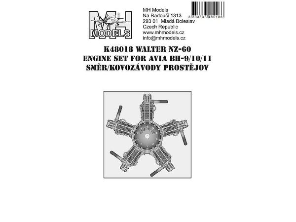 Walter NZ-60 engine set for Avia BH-9/10/11 Smer/Kovozavody Prostejov