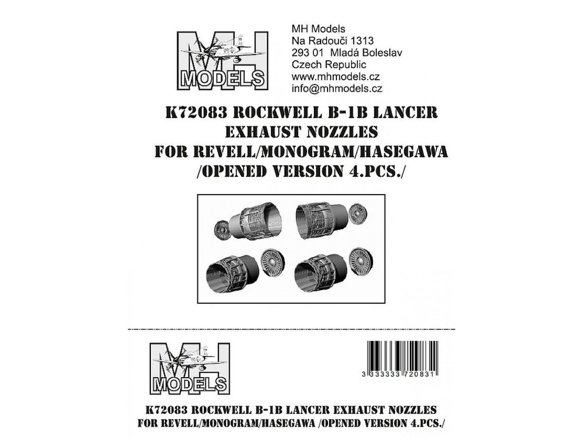B-1B Lancer exhaust nozzles for Revell/Monogram/Hasegawa (open variant 4pcs)