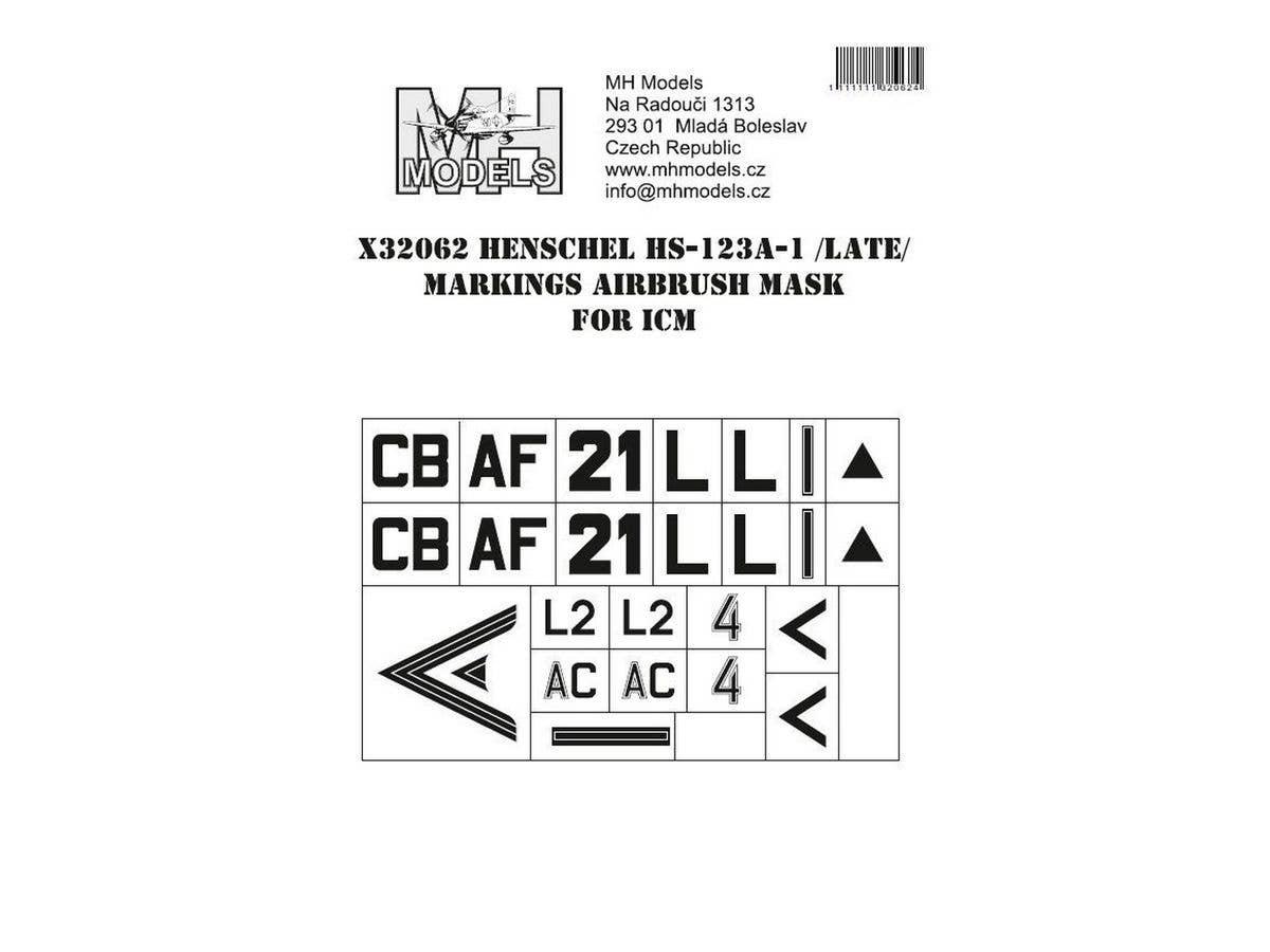 Hs 123A-1 (Late) Markings airbrush mask, for ICM