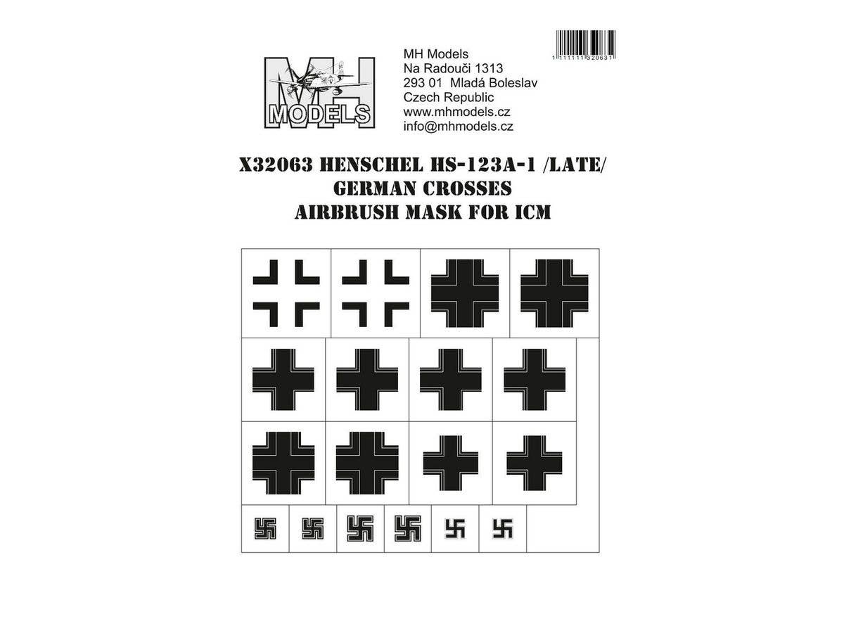 Hs 123A-1 (Late) German Crosses airbrush mask, for ICM