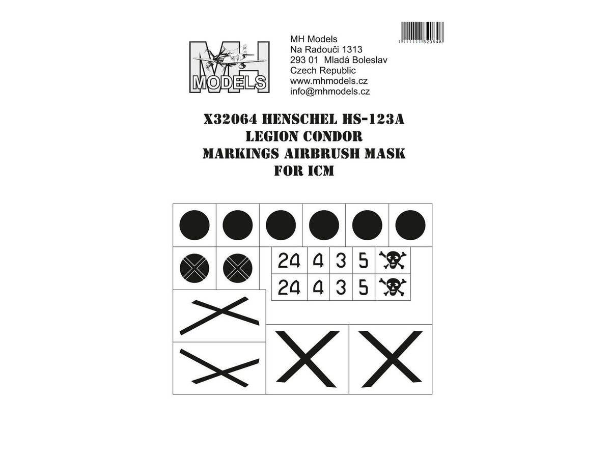 Hs 123A Legion Condor Markings airbrush mask, for ICM