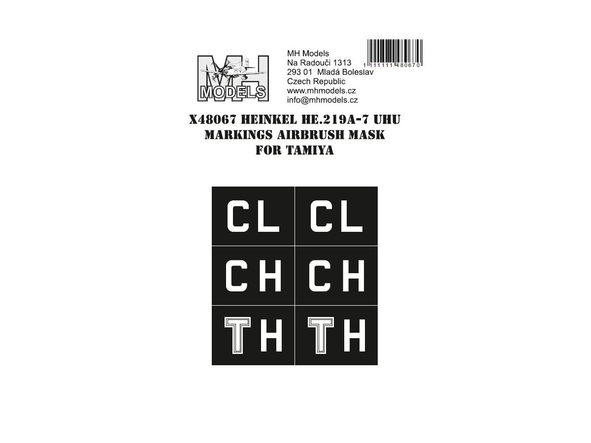 Heinkel He.219A-7 Uhu Markings Airbrush Mask for Tamiya