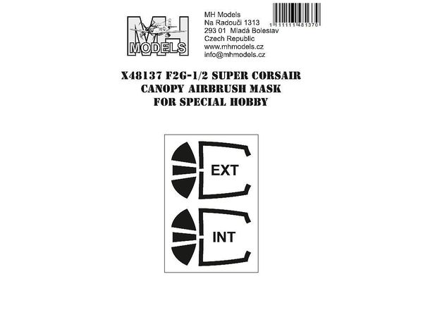 F2G-1/2 Super Corsair canopy airbrush mask, for Special Hobby