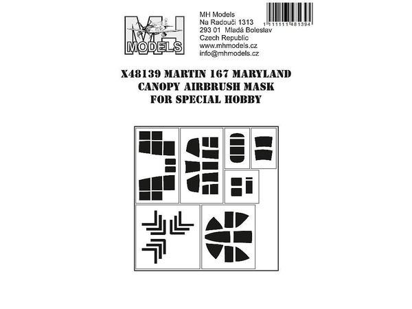 Martin 167 Maryland canopy airbrush mask, for Special Hobby