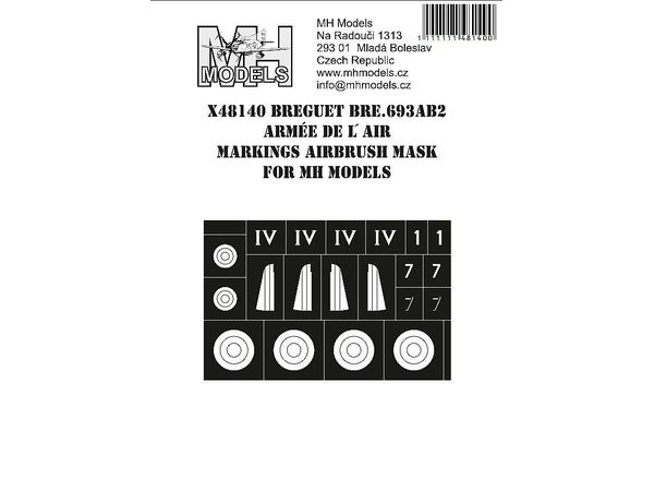 Bre.693AB2 Armee de l'Air markings airbrush mask, for MH Models
