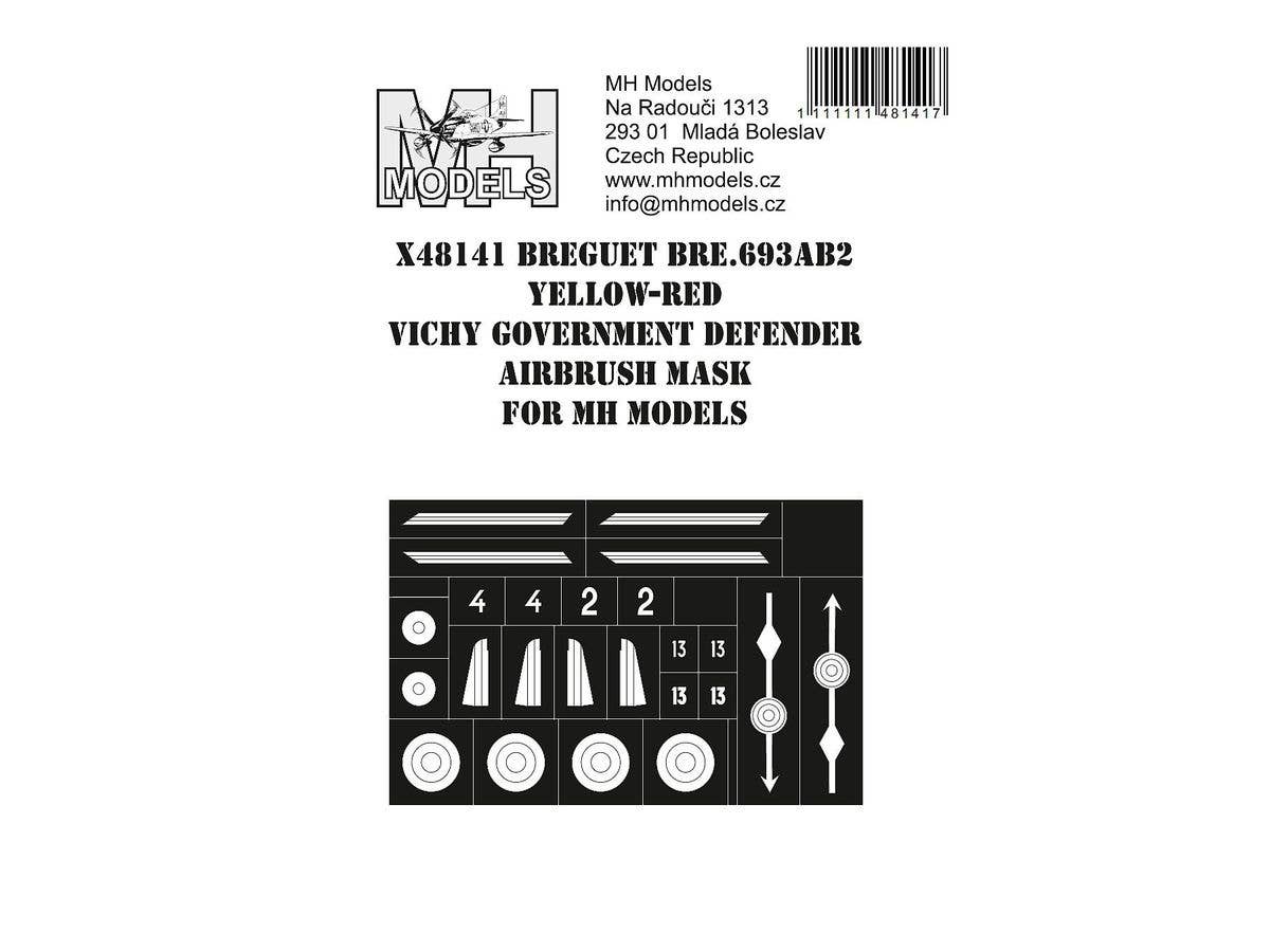 Bre.693AB2 Red-Yellow striped Vichy Government defender airbrush mask, for MH Models