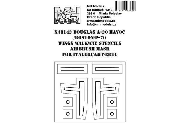 Douglas A-20 Havoc/Boston/P-70 wing walkway stencils airbrush mask, for Italeri/AMT/ERTL