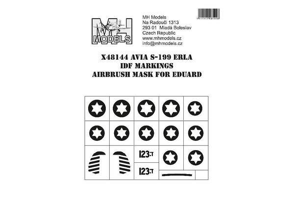 Avia S-199 Erla IDF markings airbrush mask, for Eduard