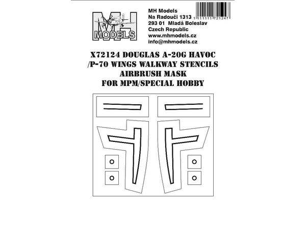 Douglas A-20G Havoc/P-70 wing walkway stencils airbrush mask, for MPM/SH