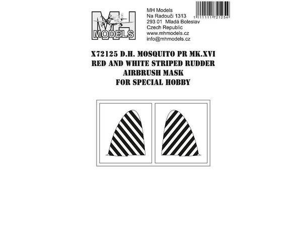 DH Mosquito PR Mk.XVI Red and white striped rudder airbrush mask, for SH