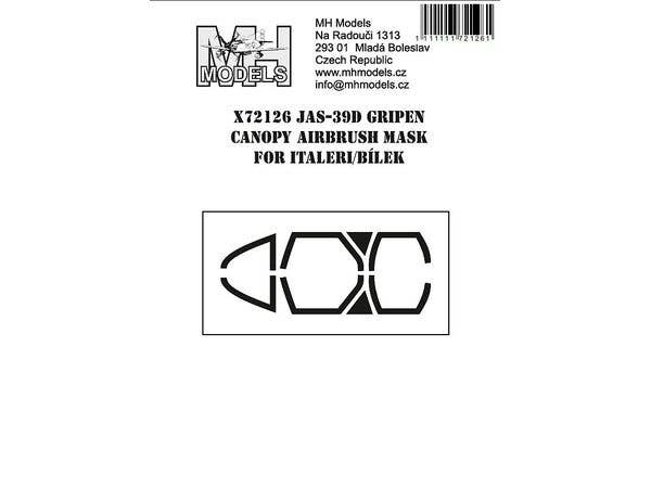 JAS-39D Gripen canopy airbrush mask, for Italeri/Bilek