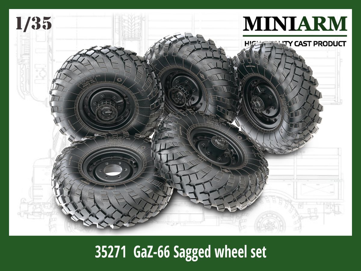 Current Russian/Soviet GAZ-66 truck self-weight deformation tire set (for Zvezda)