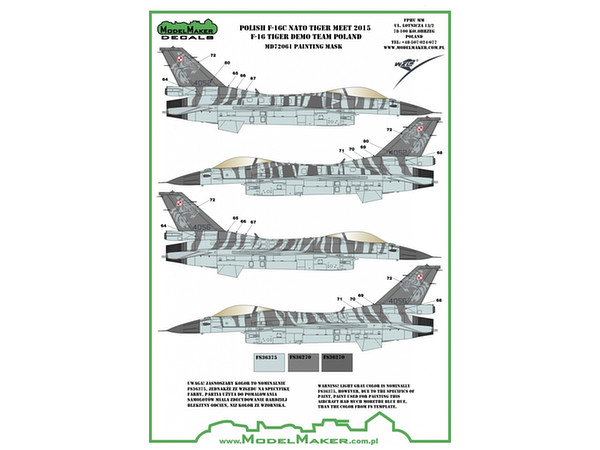 Polish F-16C NATO Tiger Meet 2015 F-16 Tiger Demo Team Poland Decals