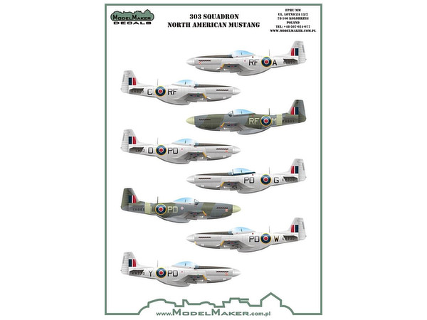 303 Squadron North American P-51D Mustang Mask + Decal