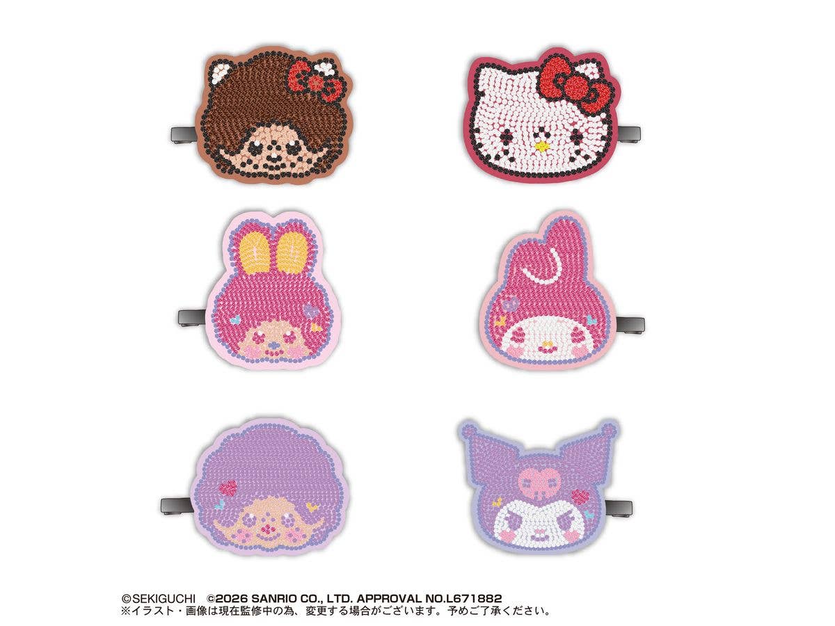 SR-177 Monchhichi x Sanrio Characters Jewelry Clips, 1 set of 30 pieces (6 types x 5 pieces each)