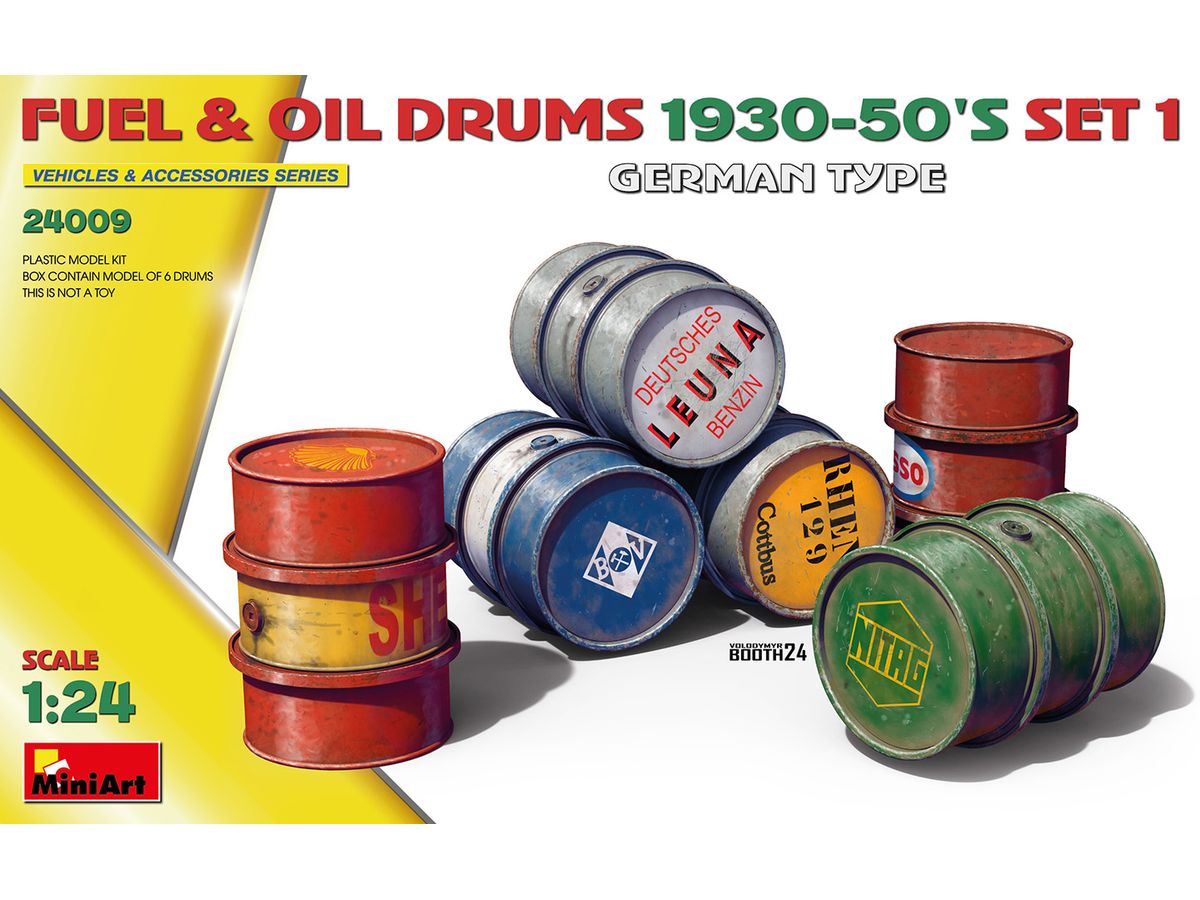Fuel & Oil Drums 1930-50's Set 1. German Type
