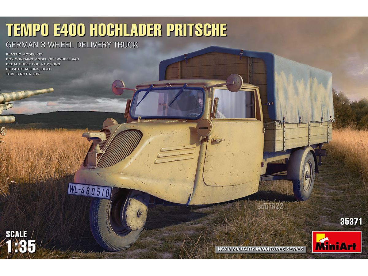 Tempo E400 Hochlader Pritsche. German 3-Wheel Delivery Truck