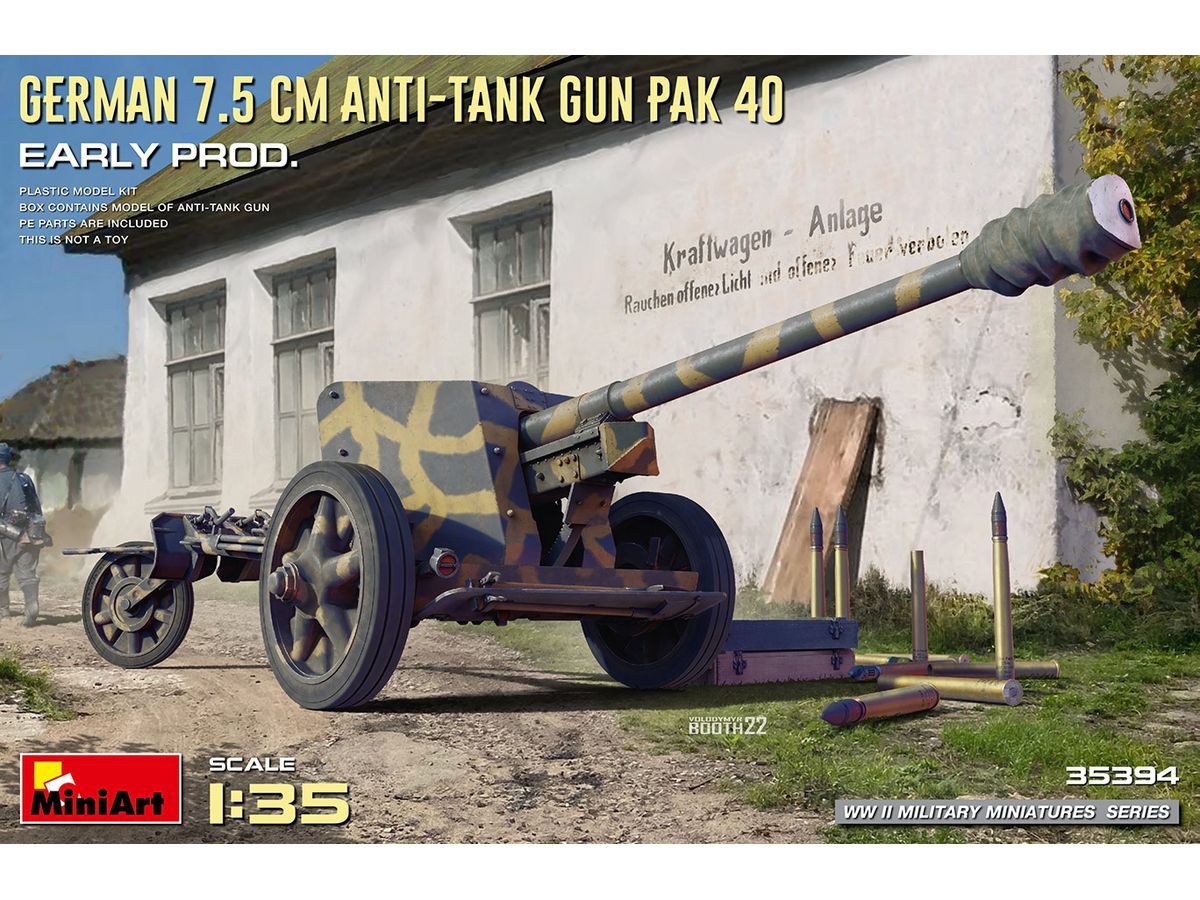 German 7.5m Anti-Tank Gun Pak 40. Early Prod