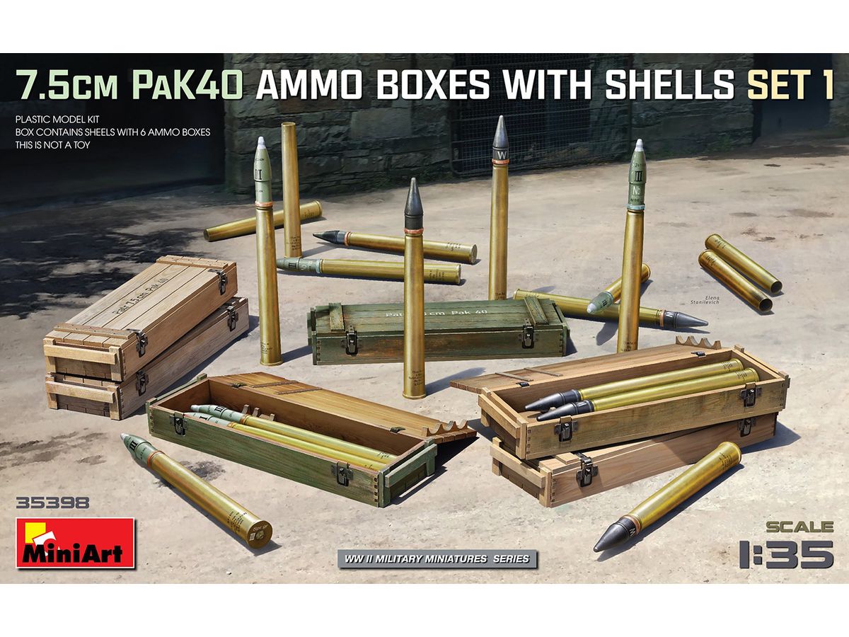 7.5cm PaK40 Ammo Boxes w/ Shells Set 1