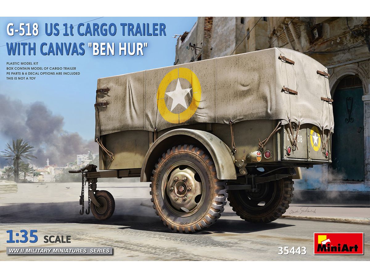 G-518 US 1t Cargo Trailer with Canvas Ben Hur