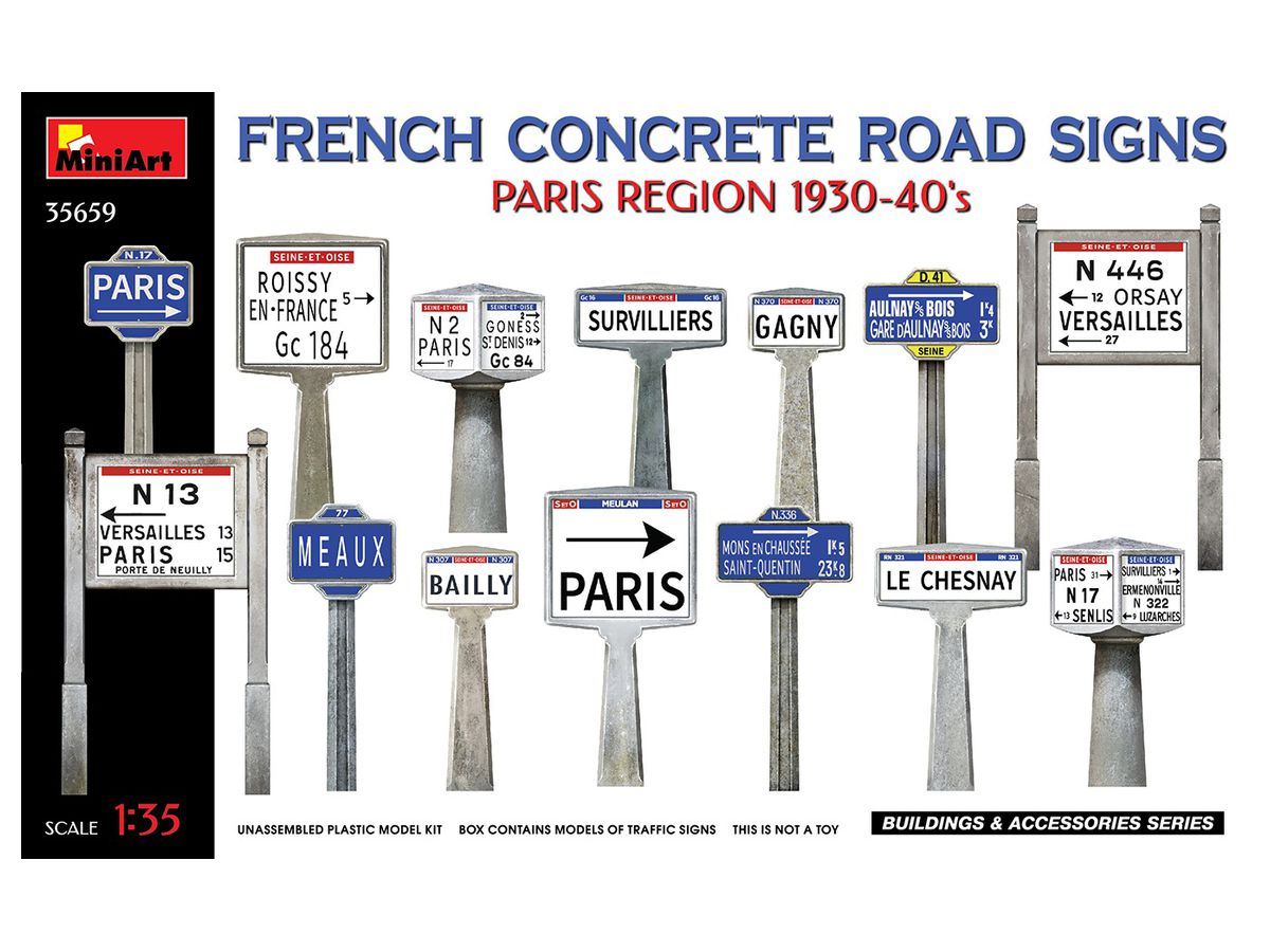 French Concrete Road Signs 1930-40 Paris Region