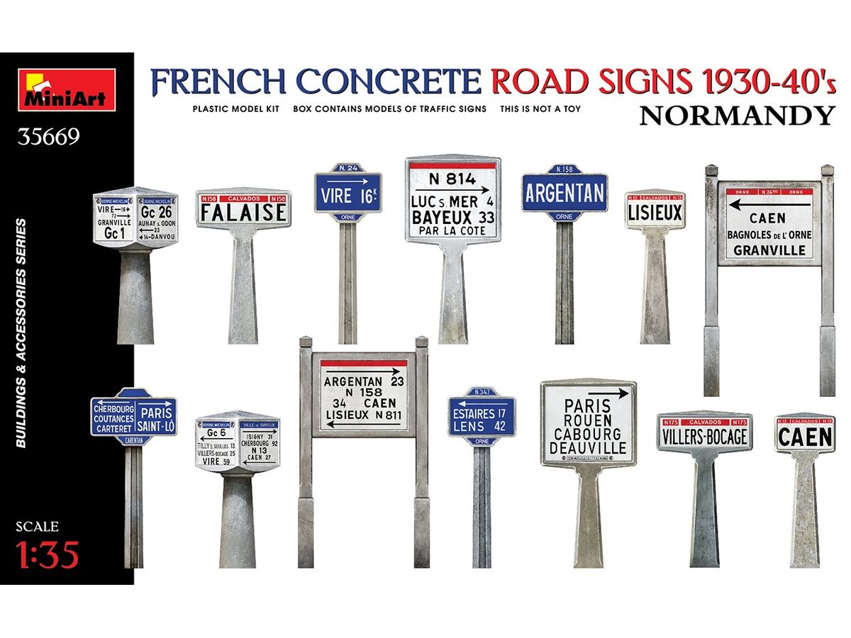 French Concrete Road Signs 1930s-40s Normandy