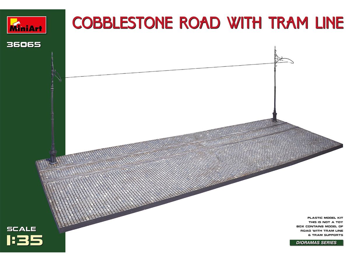 Cobblestone Road with Tram Line