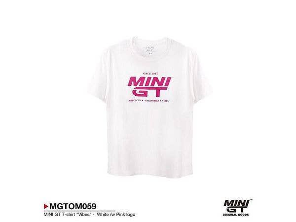 MINI GT Vibes White with Pink Logo T-Shirt (Women's Size) - L