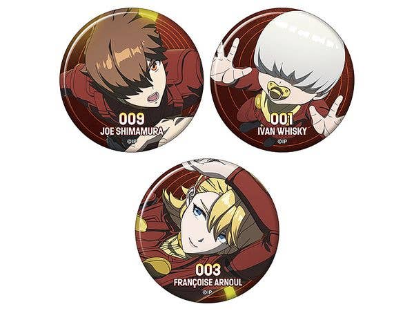 Cyborg 009: Nemesis Pin Badge Set: 009 / Joe Shimamura, 001 / Ivan Whisky, 003 / Francoise Arnoul