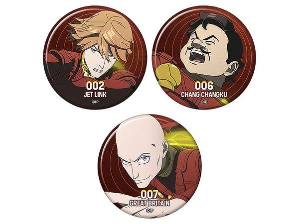 Cyborg 009: Nemesis Pin Badge Set 002 / Jet Link 006 / Chang Chang Hu 007 / Great Britain