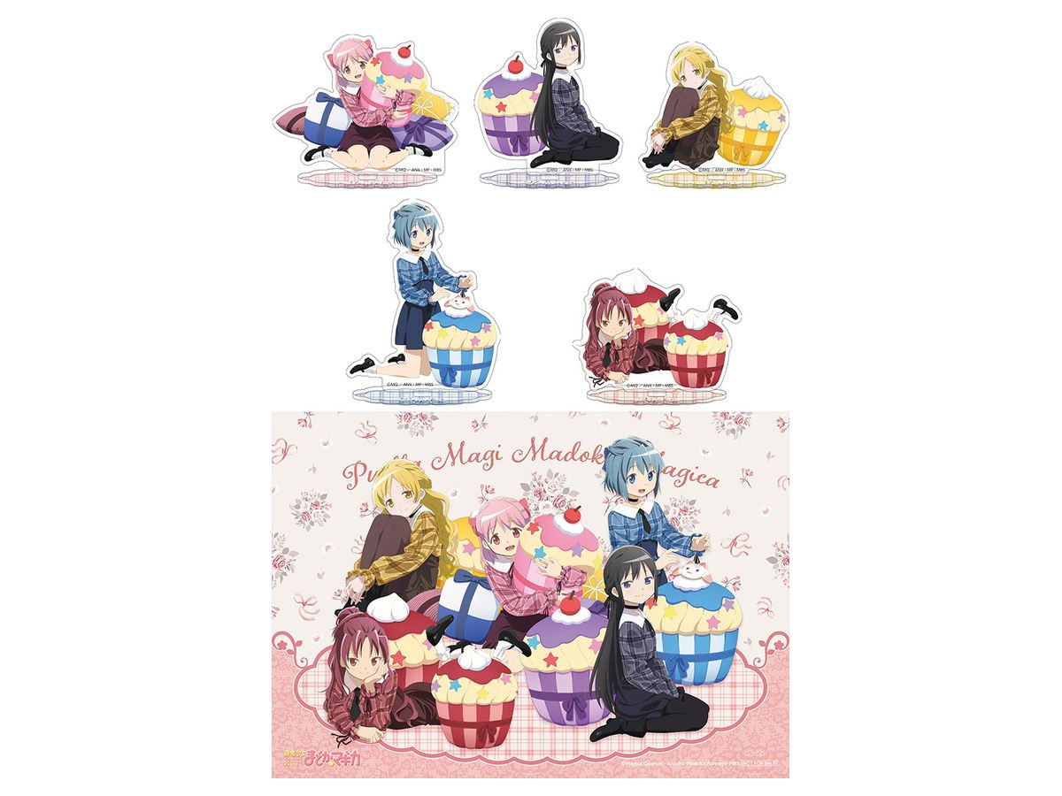 Puella Magi Madoka Magica: Acrylic Stand Set (5 Acrylic Stands, Bonus Fabric Poster Included) / Party