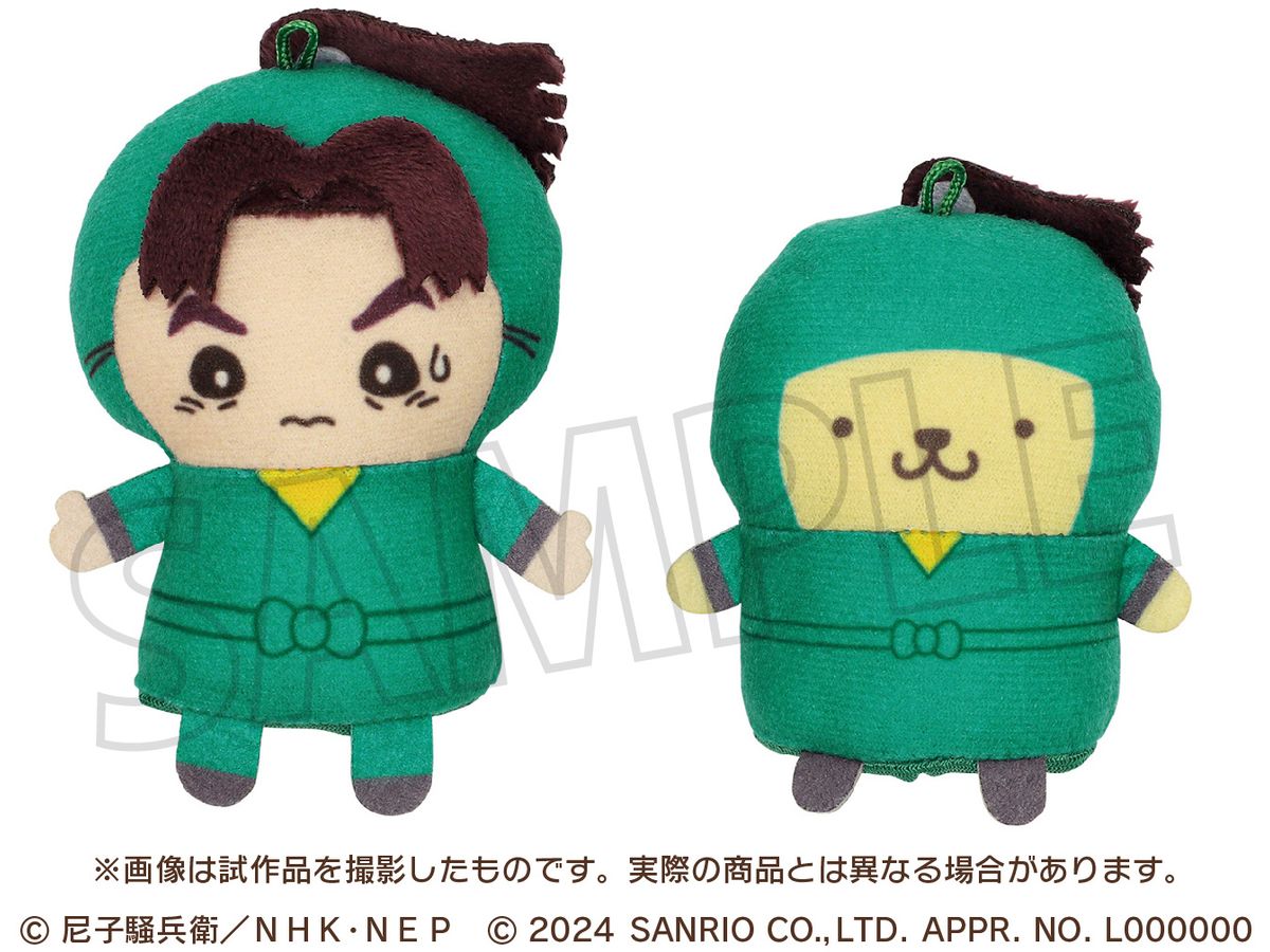 Nintama Rantaro x Sanrio Characters: Finger Mascot PUPPELA Set [Plush] / Monjiro Shioe x Pompompurin