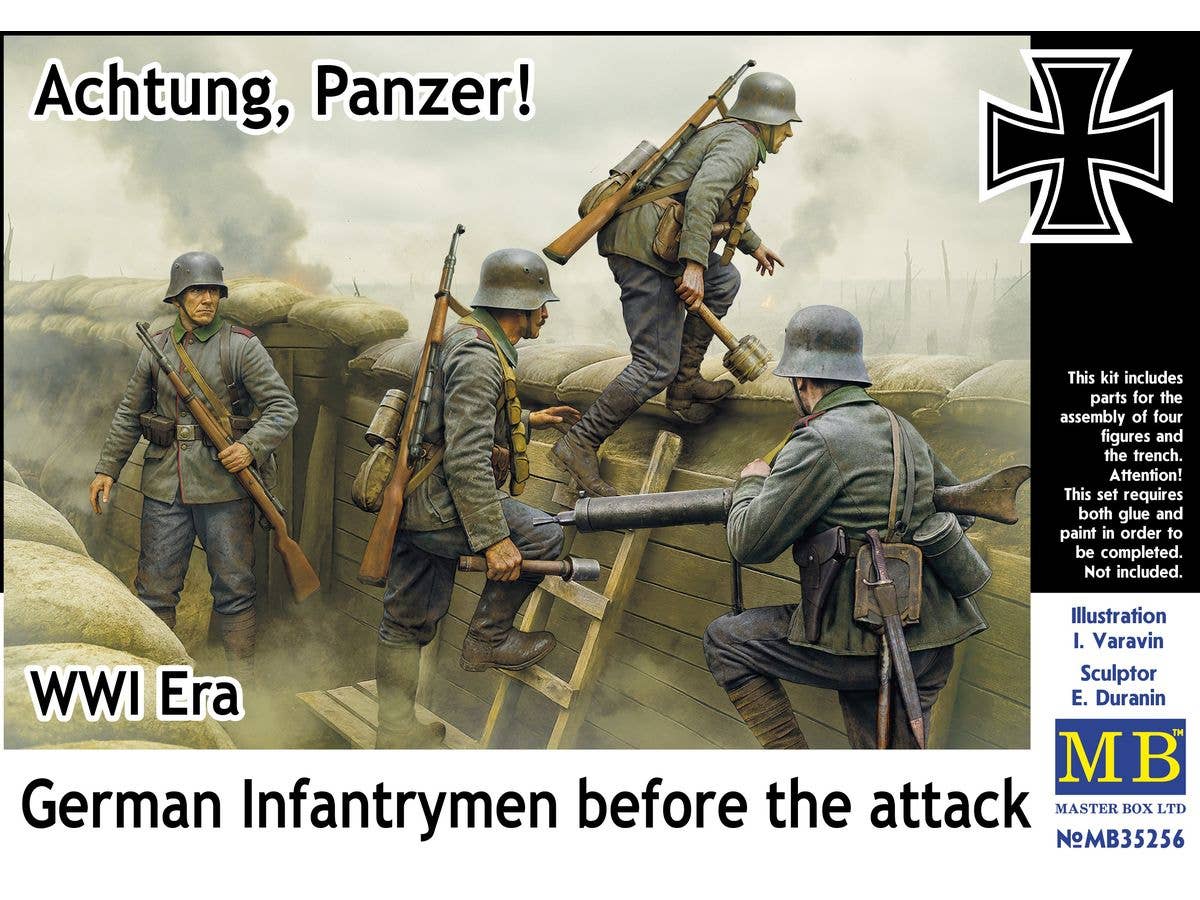 German Infantrymen before the attack. WWI era. Achtung, Panzer!
