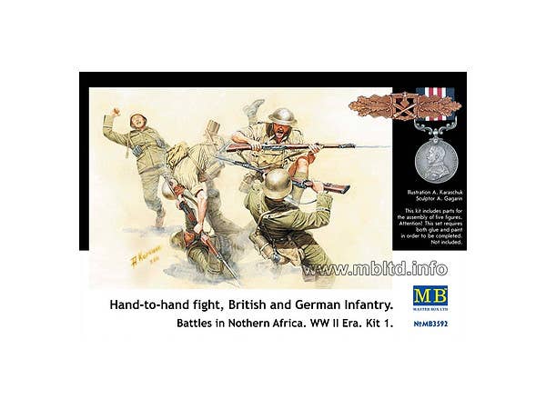 Master Box 3592: 1/35 Scale Hand-to-Hand Fight Set - British Vs German Infantry In North Africa - View #8