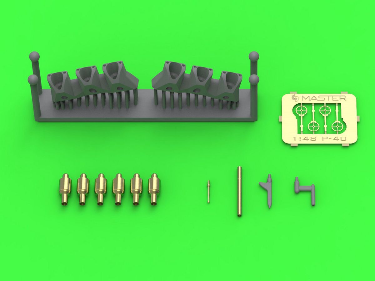 WWII American Curtiss P-40E Warhawk detail set, sight/Browning .50 (12.7mm) machine gun muzzle/pitot tube (for Eduard)