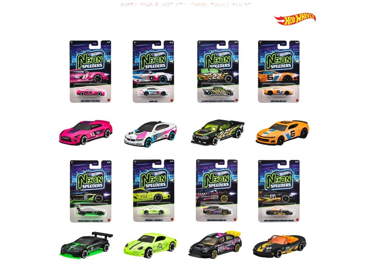 Hot Wheels Neon Speeders Assortment 1 Box (10 pieces) (Waiting List)