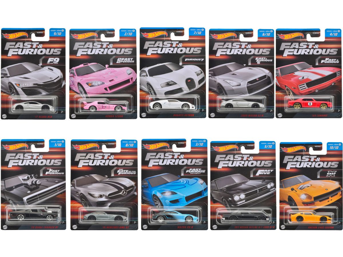 Hot Wheels The Fast and Furious Theme Assorted 1Box 10pcs (HNR88-986C)