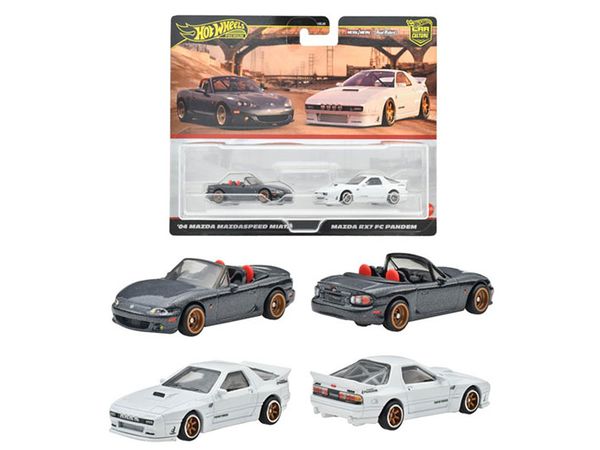 Hot Wheels Premium 2 Pack Mazda RX7 FC Pandem / '04 Mazda Mazdaspeed Miata (HRR75-9866)